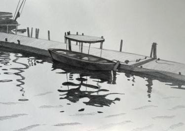 Pier on the Vltava River, Prague Drawing